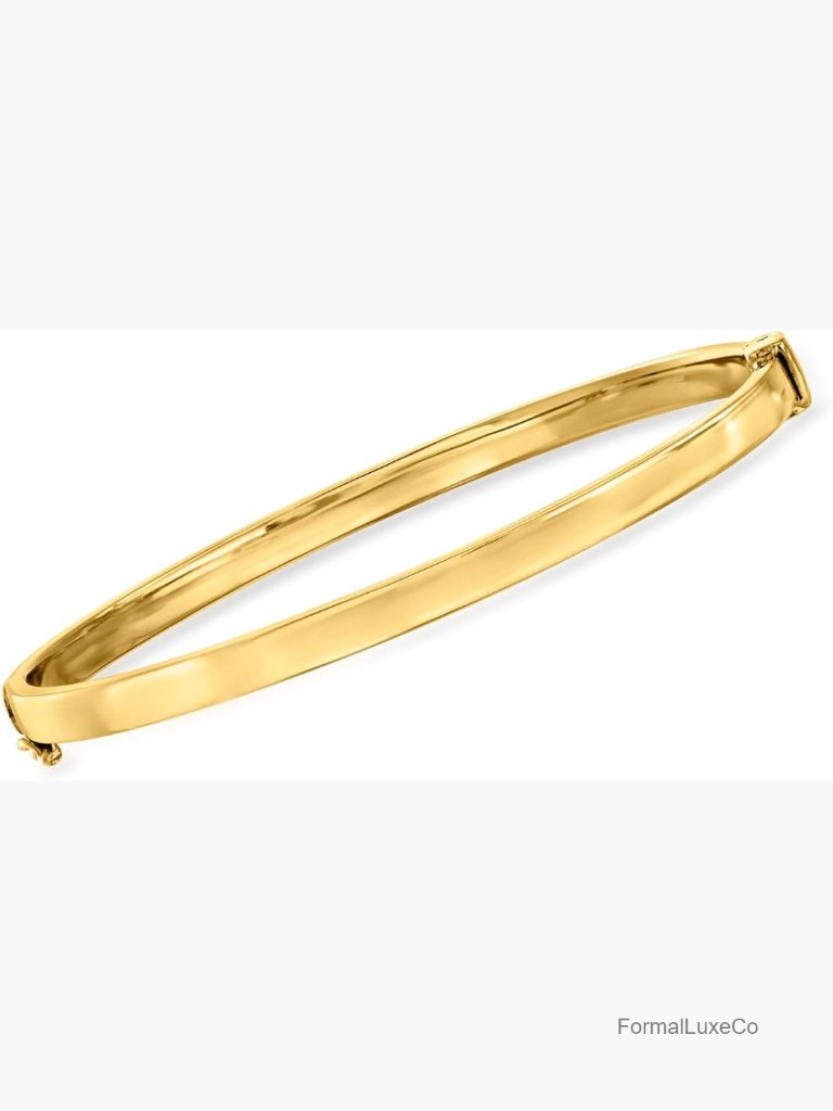 4mm 18kt Gold Over Sterling Bangle Bracelet - Size 7in